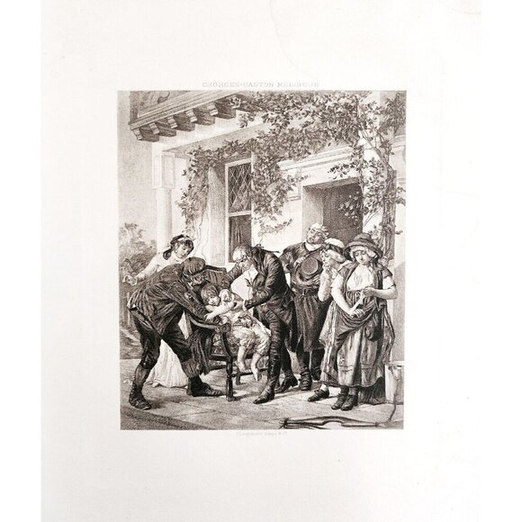 First Vaccination By Dr Jenner Photogravure Victorian 1894 Medical Melingue DWT1 - Picture 2 of 3